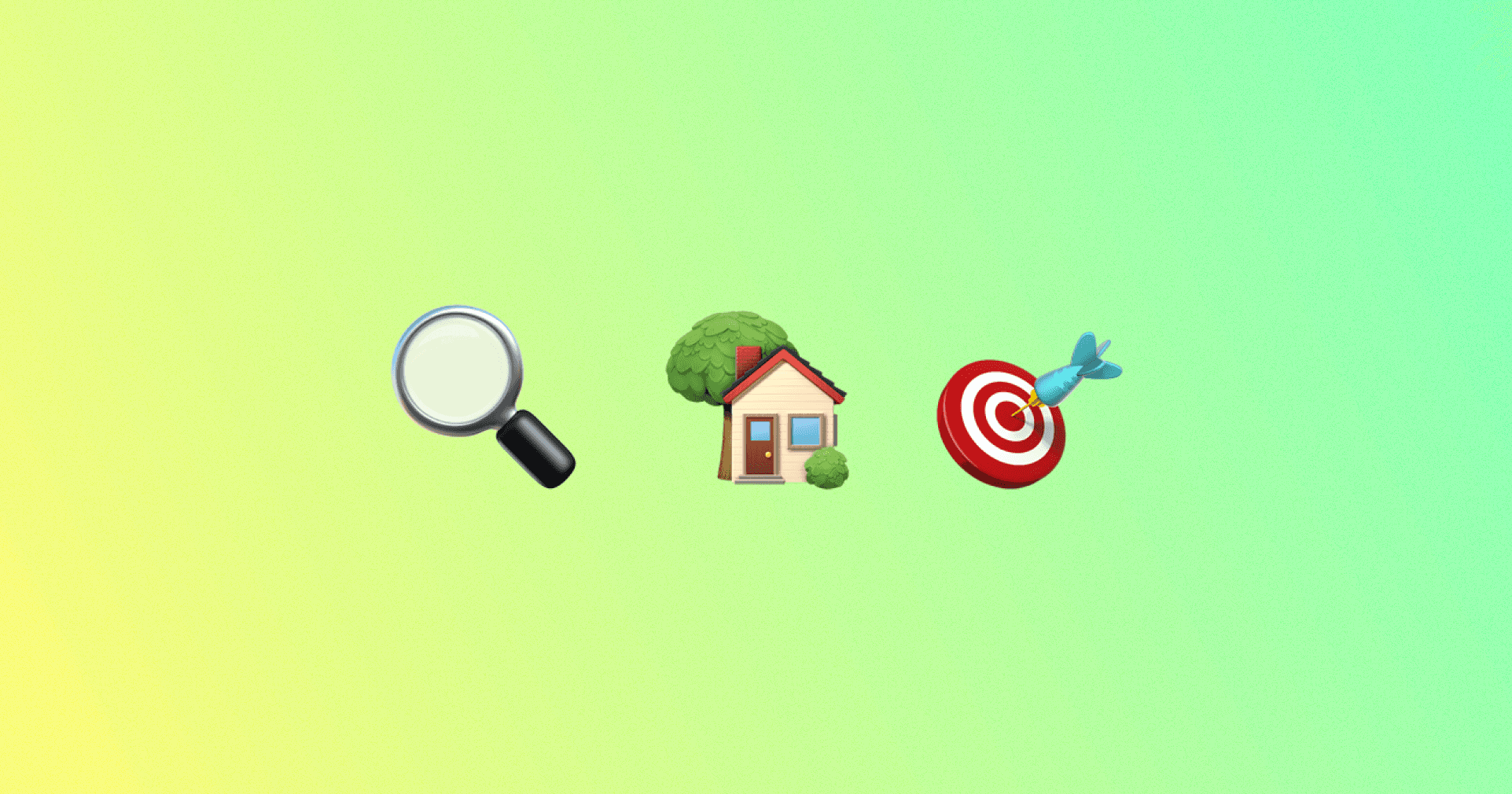 Cover photo for blog post titled Best Ways To Find A Sharehouse. Symbols containing magnifying glass, house and target.